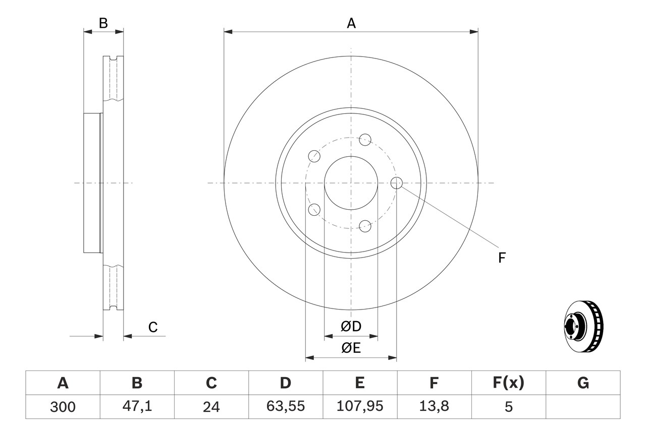 Kočioni disk Prednji BOSCH FORD, JAGUAR X-TYPE I 300x24 - Slika 8