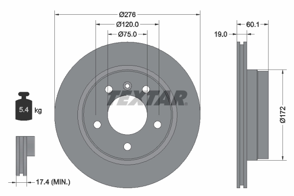 Kočioni disk Zadnji TEXTAR BMW 3 (E36), (E46) 276x19 - Slika 4
