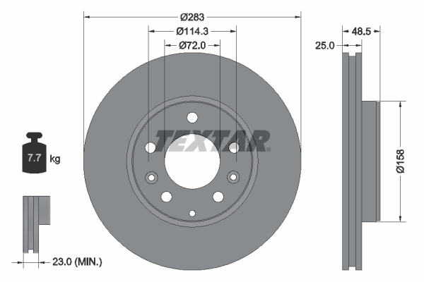 Kočioni disk Prednji TEXTAR MAZDA 6 Saloon (GG), Estate (GH) - Slika 5