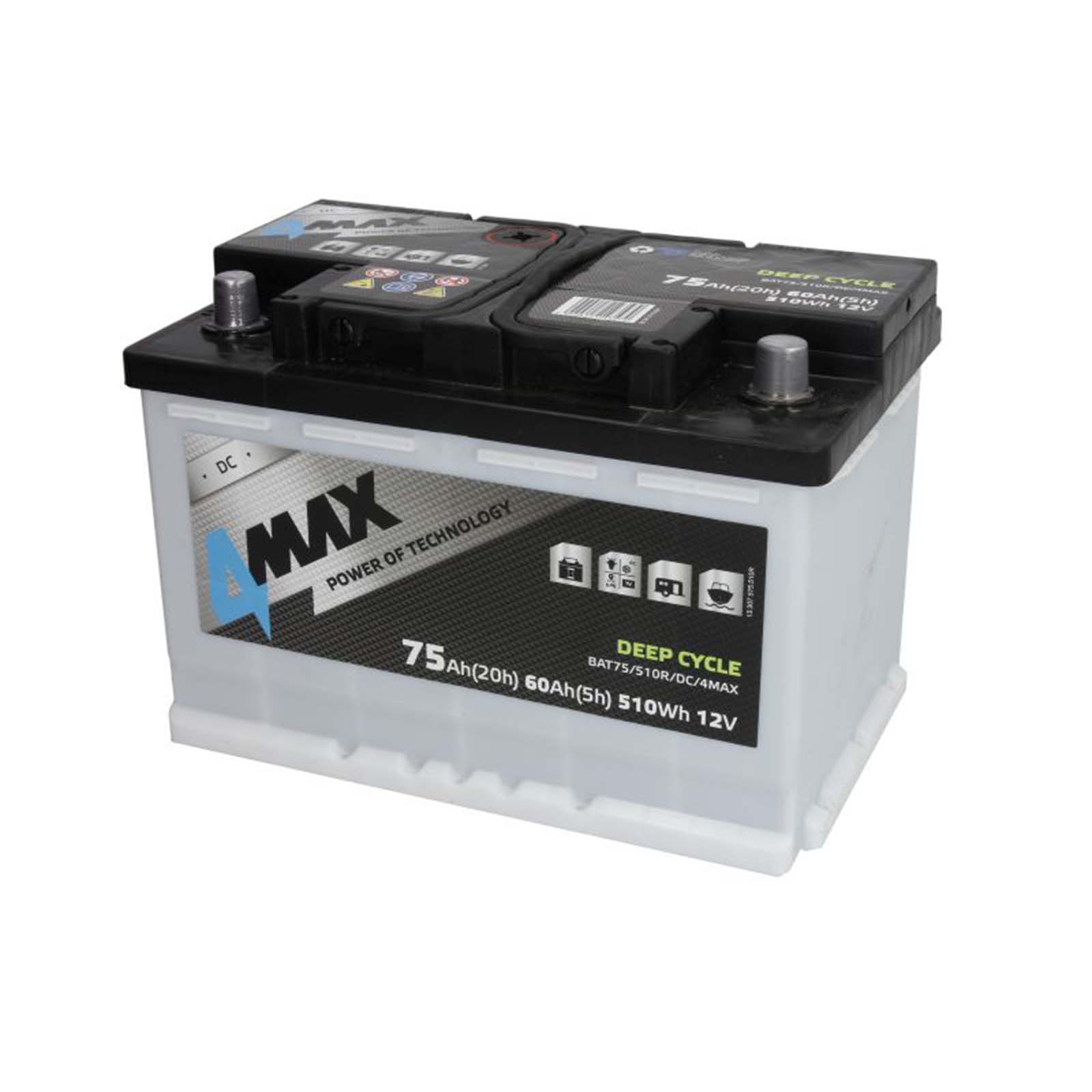 AKUMULATOR 4MAX 12V 75Ah (EN) DEEP-CYCLE 278x175x190