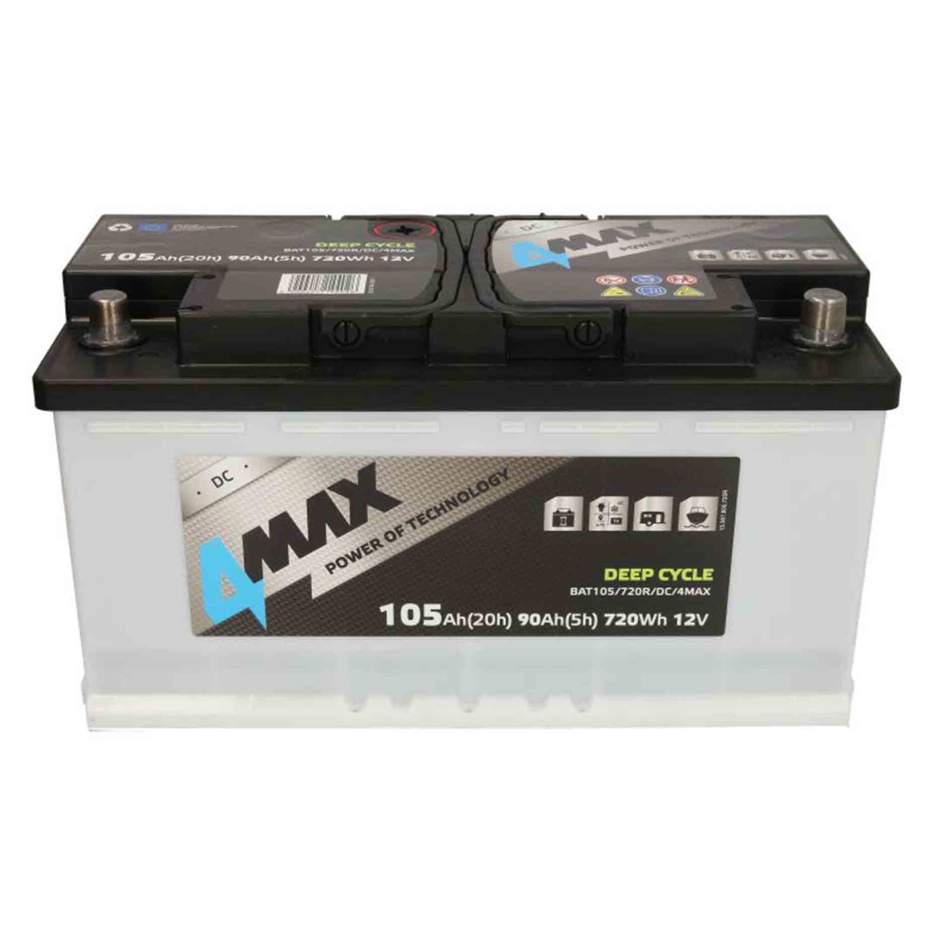 12V / AKUMULATOR 4MAX / 105Ah (EN) DEEP-CYCLE , DUBOKI CIKLUS , Dubokog pražnjenja