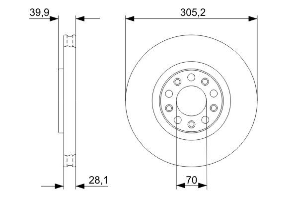 Kočioni disk Prednji BOSCH Alfa Romeo, Fiat, Jeep 305x28 - Slika 2