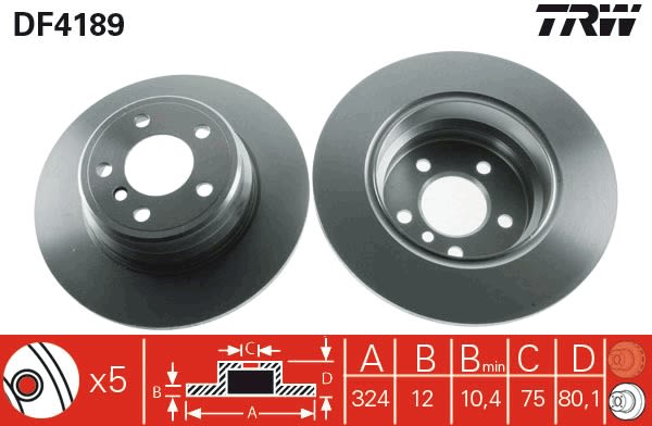 Kočioni disk Zadnji TRW BMW X5 (E53) 324x12mm - Slika 3