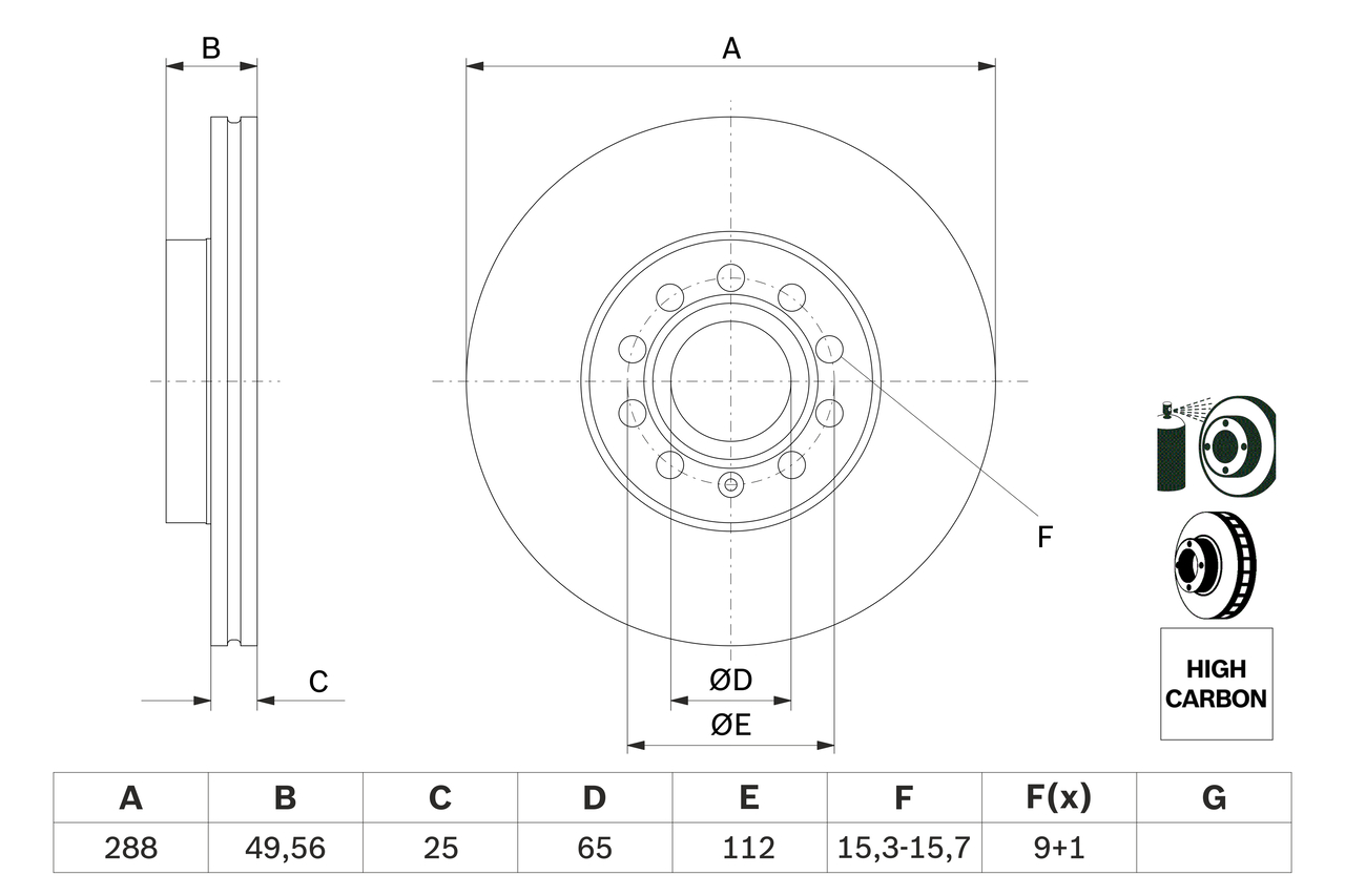 Kočioni disk Prednji BOSCH Audi, Cupra, Seat, Skoda 288x24.9 - Slika 5