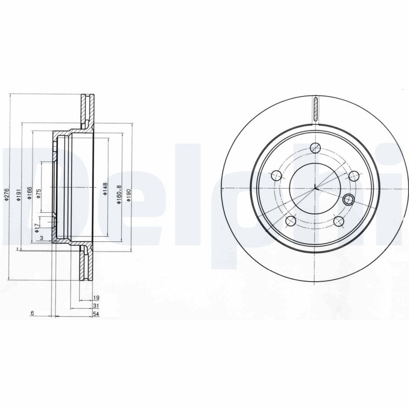 Kočioni disk Zadnji DELPHI BMW 3 (E36), (E46) 276x19 - Slika 3