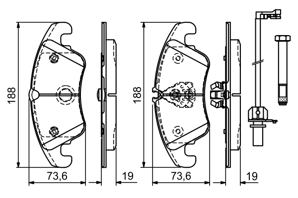 Garnitura disk pločica, napred, BOSCH kočioni sistem: ATE, Vozila: AUDI A4 ALLROAD B8, A4 B8, A5, A6 ALLROAD C7, A6 C7, A7, Q5 1.8-3.2 136-333 od 2007-2018; BOSCH 0 986 494 201