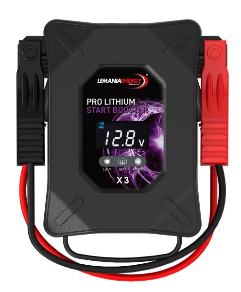 Uređaj za startovanje Booster X3 PRO LITHIUM LEMANIA ENERGY, napon: 12 V, cCA: 1200 A, max. amperi pokretanja: 4700 A, dužina kabla: 0,6 m, težina: 2,8 kg; LEMANIA ENERGY 0XLMX3