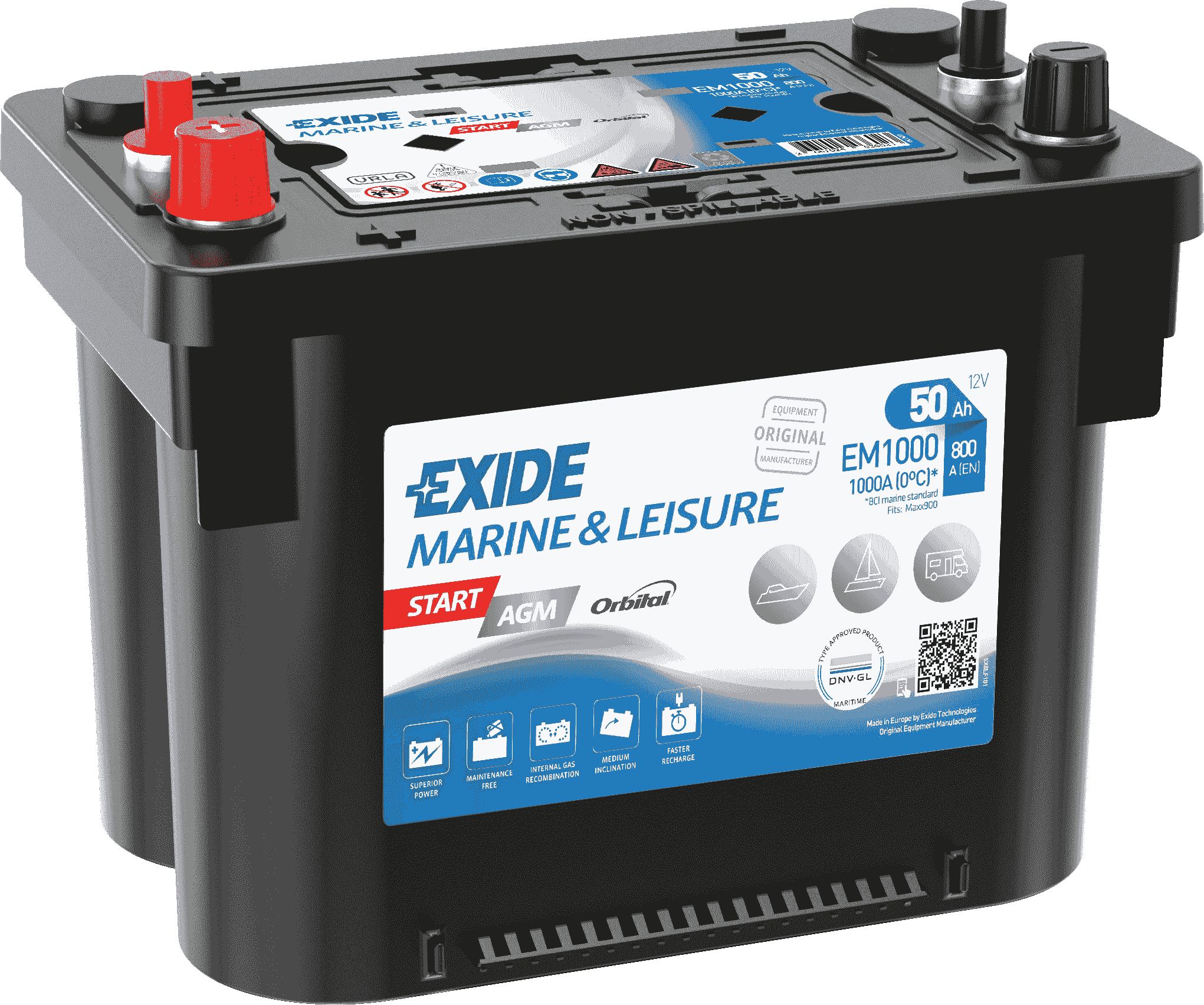 EXIDE START AGM Akumulator 50Ah 800A L+ prema EN EM1000 - Slika 2