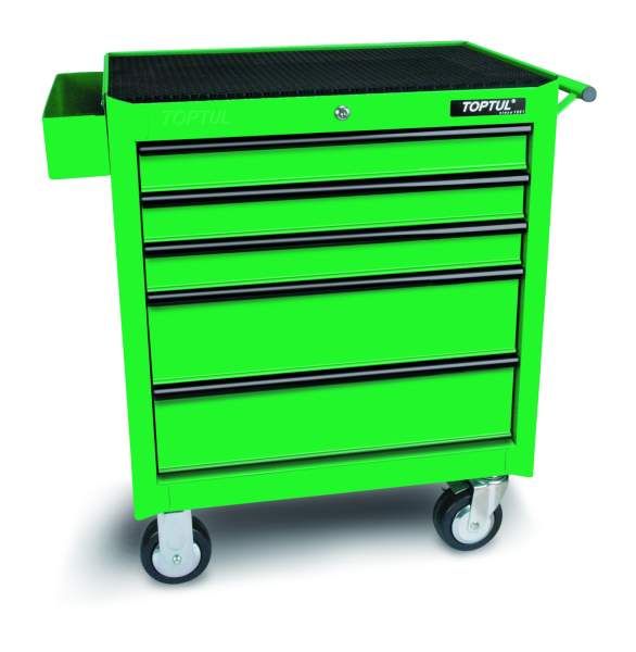 Kolica za alat TOPTUL; 5-ladica Standardni Green (Š / D / H): 687x459x840mm, centralno zaključavanje TOPTUL TCAA0501