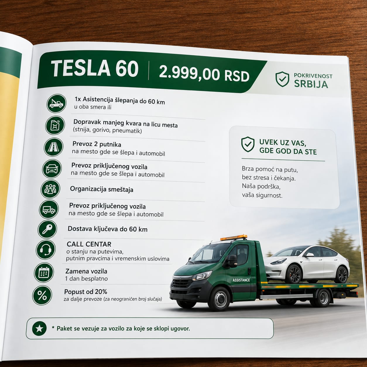 🚗 TESLA 60 PAKET ASISTENCIJE
