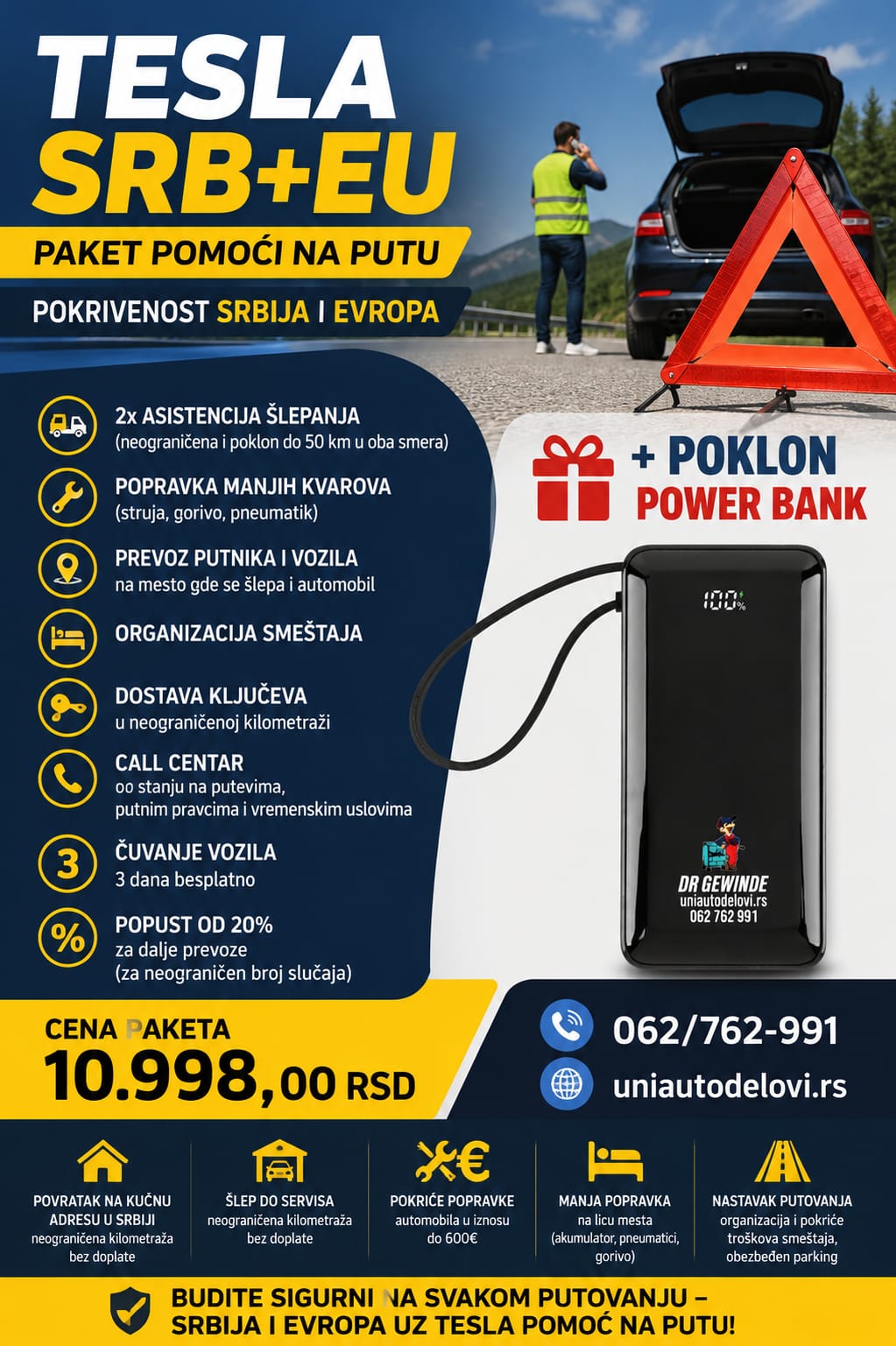 🔋 TESLA SRB+EU paket pomoći na putu + GRATIS Power Bank! - Slika 2