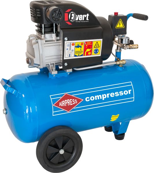 Klipni kompresor EVERT, nazivna snaga; 1,8kW, pritisak u barima; 8bar, spremnik; 50l, napon; 230V, učinkovitost; 325l/min, broj klipova; 1kom.,razina buke; 97dB; EVERT EVERT325/50