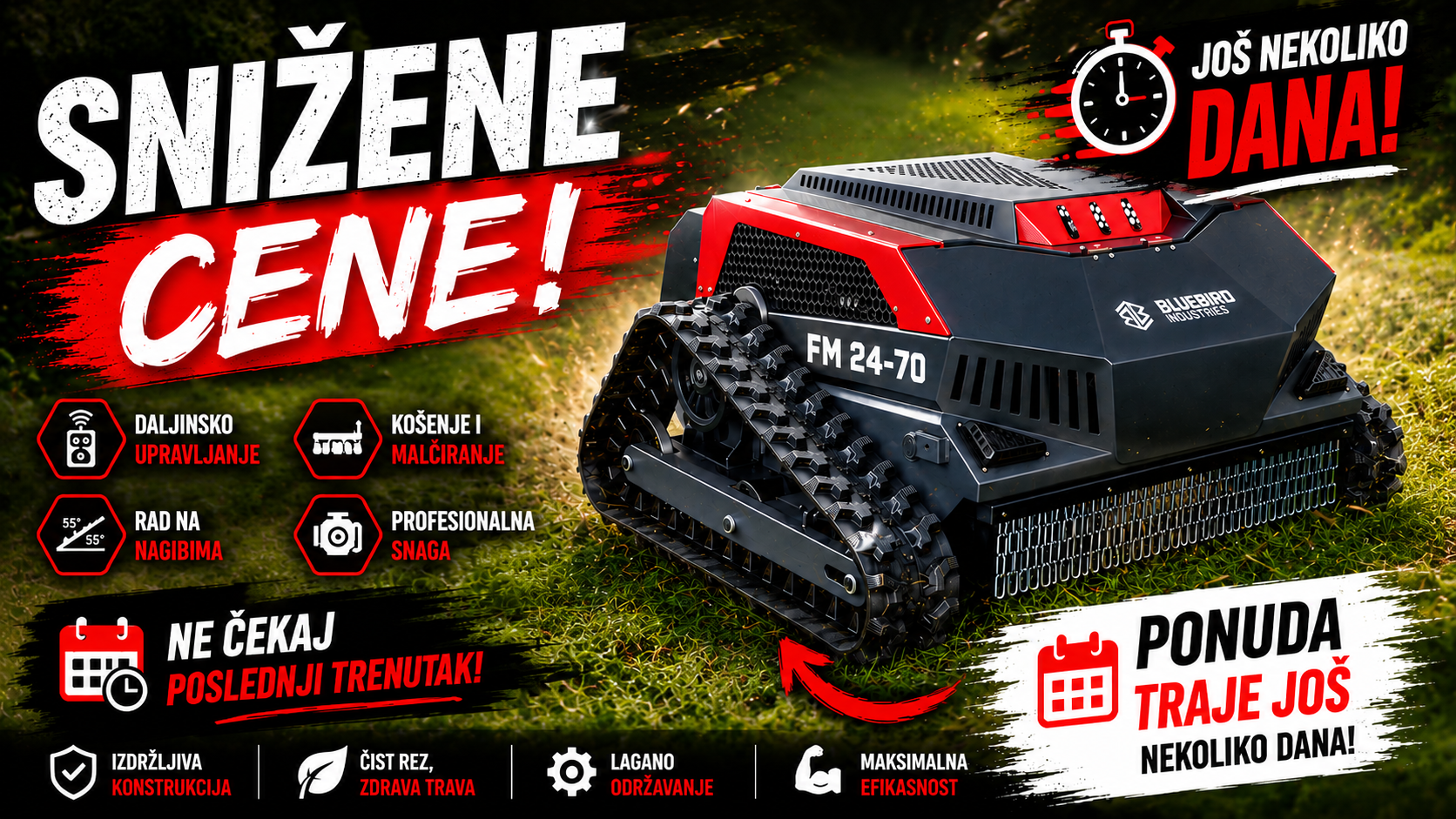 Kosilica Robot NA DALJINSKO UPRAVLJANJE FM24-70 BLUE BIRD