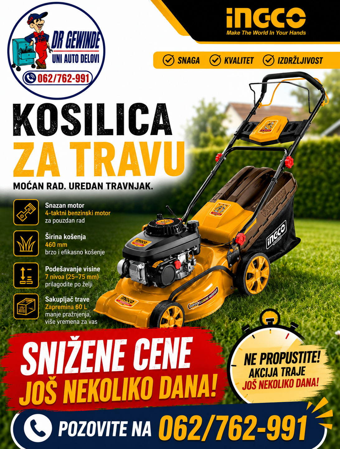 MOTORNA KOSAČICA 3KW SAMOHODNA INGCO GLM141182