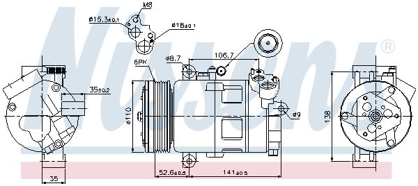 Kompresor klime ZA: BMW 3 (E46), X3 (E83), Z4 (E85) 1.6/1.8/2.0 2000-2011, NISSENS NIS 89307