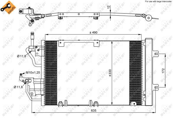 Kondenzator, klima-uređaj NRF odgovara za: Opel Astra H / Zafira CDTI od 2004-; NRF NRF 35633