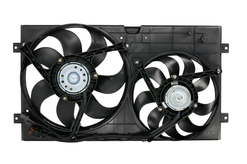 Ventilator hladnjaka (s kućištem, dvostruki) THERMOTEC ZA : SEAT LEON; SKODA FABIA II, OCTAVIA I; VW BORA I, GOLF IV, LUPO I, NEW BEETLE, POLO III CLASSIC, POLO IV 1.0-2.0 THERMOTEC D8W041TT