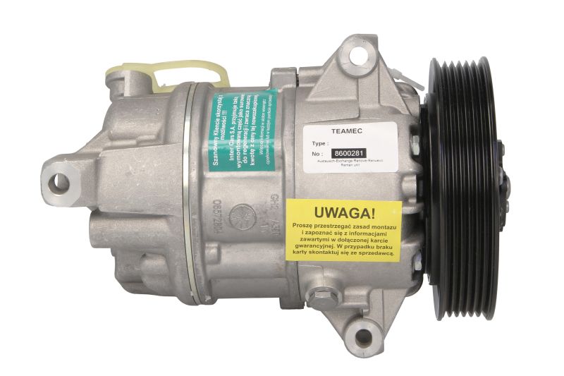 Kompresor klime CVC5, promer remenice 130mm, 12V TEAMEC odgovara za: ALFA ROMEO GIULIETTA; LANCIA DELTA III 1.8 od 2009-2018; TEAMEC TM8600281