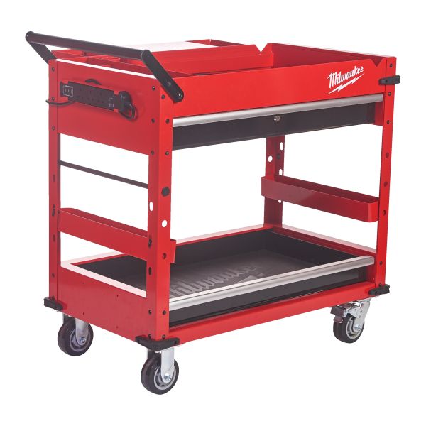 Kolica za alat, ukupan broj ladica: 1, broj polica: 2, boja: crvena, visina: 1022,5mm, MILWAUKEE 4932478856