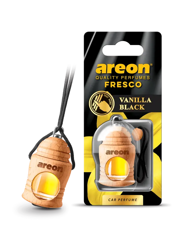 AREON FRESCO VANILLA BLACK 4 ml – osveživač vazduha za automobil sa prijatnim, toplim i elegantnim mirisom vanile.
