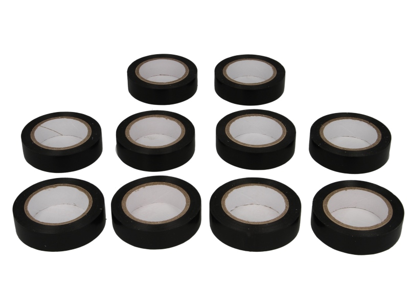Izolacijska traka PVC 0.13 mm x 15 mm x 10 m CRNA visoka kvaliteta 10 komada u kompletu; EWNAR MMT A070 128