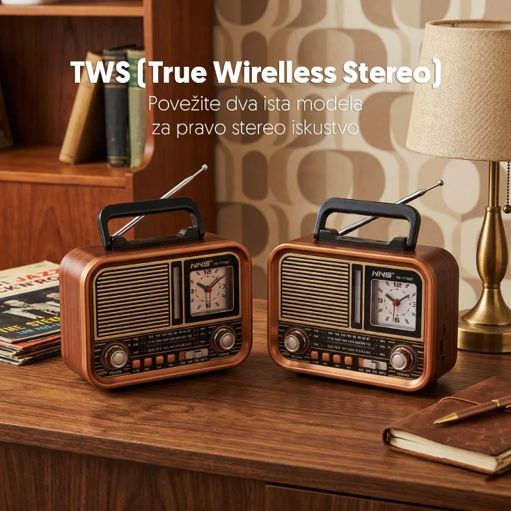Prenosni retro RGB Bluetooth radio + sat 7778BT/B; NS-7778BT/B