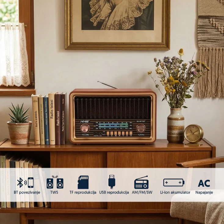 Retro RGB Bluetooth radio 8075BT; NS-8075BT