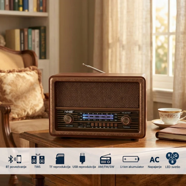 Retro RGB Bluetooth radio 8076BT/B; NS-8076BT/B