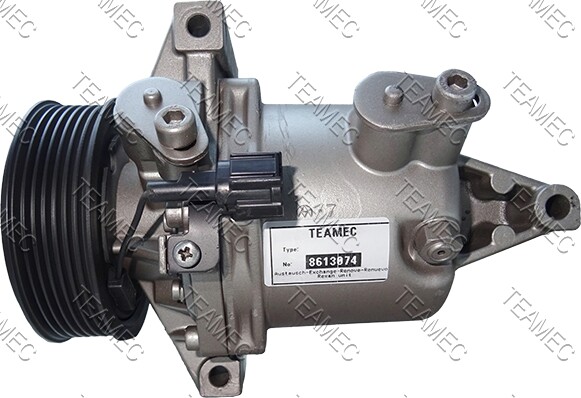 Kompresor klime CR08B TEAMEC, promer remenice 100mm, 12V ZA: NISSAN JUKE 1.6 od 2010.-2019. TEAMEC TM8613074