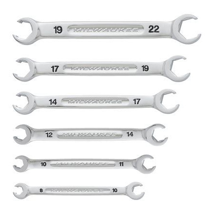Set alata, dvostrani ključ za sigurnosne matice HEX 8, 10, 11, 12, 14, 17, 19, 22 mm, oblik: ravni, 6 kom., MILWAUKEE 4932480636