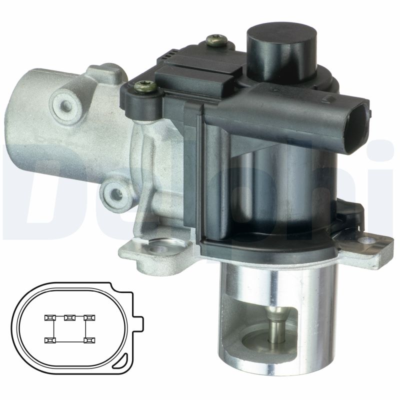 EGR ventil (za recirkulaciju ispušnih plinova) odgovara: DACIA DOKKER 1.2 16V (CN0K, CN0V, CN0A)/1.5 dCi/1.5 dCi (B/C2J)/1.5 dCi (B/CB07)/1.5 dCi (B/CB08)/1.5 dCi (B/CB3M)/1.5 dCi (BB3N, CB3N)/1.5 dCi, DELPHI EG10425-12B1