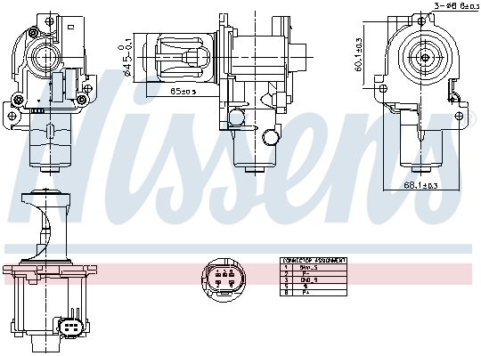 EGR ventil odgovara za: AUDI A4 B5, A4 B6, A4 B7, A6 C5, A6 C6; SKODA SUPERB I; VW CALIFORNIA T5 CAMPER, MULTIVAN T5, NEW BEETLE, PASSAT B5.5, PASSAT B6, TRANSPORTER T5 1.9D/2.0D 2000-2010, NISSENS NIS 98216